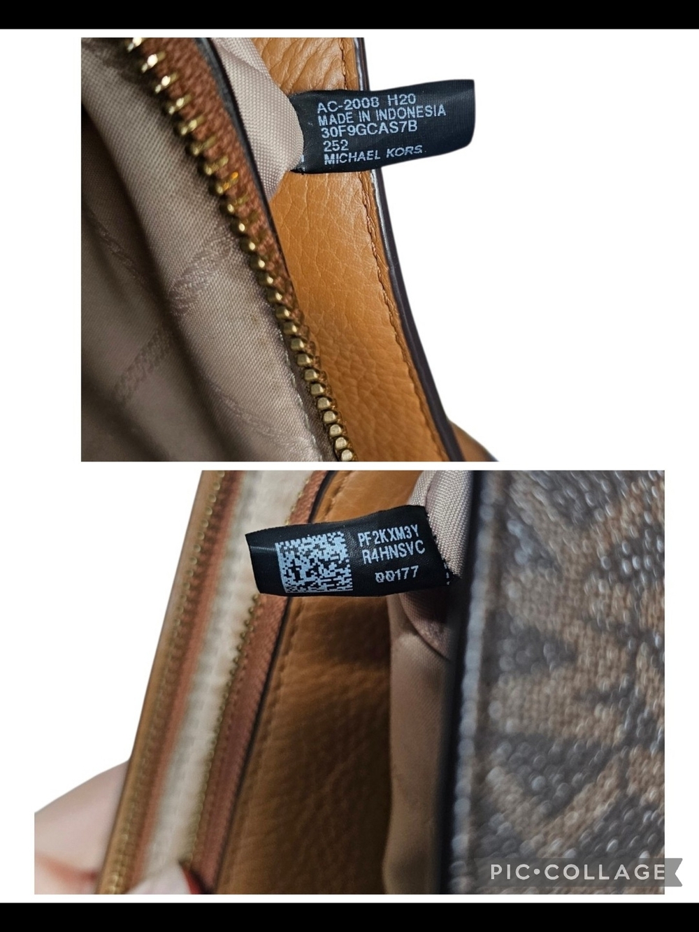 Michael Kors Brown Logo-Print Satchel with Tan Handles and Gold Hardware - Picture 2 of 8
